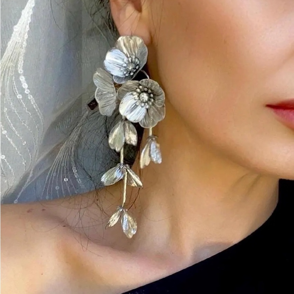 Cascading Silver Waterfall Drop Earrings Kate Middleton Famous Earrings